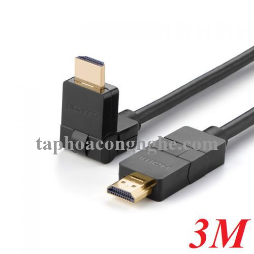 Ugreen 10127 3M màu đen Cáp tín hiệu HDMI đầu xoay 180 độ cao cấp HD105 30010127